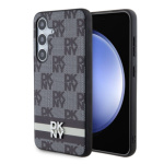 DKNY PU Leather Checkered Pattern and Stripe Zadní Kryt pro Samsung Galaxy S24 Black, DKHCS24SPCPTSSK