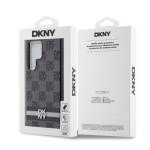 DKNY PU Leather Checkered Pattern and Stripe Zadní Kryt pro Samsung Galaxy S24 Ultra Black, DKHCS24LPCPTSSK