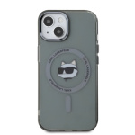 Karl Lagerfeld IML Choupette Head Metal Frame MagSafe Zadní Kryt pro iPhone 15 Black, KLHMP15SHLSCHK