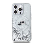 Karl Lagerfeld Liquid Glitter Karl and Choupette Heads MagSafe Zadní Kryt pro iPhone 13 Pro Transparent, KLHMP13LLGKCSGH