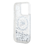 Karl Lagerfeld Liquid Glitter Karl Head MagSafe Zadní Kryt pro iPhone 15 Pro Max Transparent, KLHMP15XLGKISGH