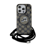 Karl Lagerfeld IML Monogram Crossbody K&CH Heads MagSafe Zadní Kryt pro iPhone 15 Pro Max Black, KLHMP15XHCKCKLCK