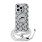 Karl Lagerfeld IML Monogram Crossbody K&CH Heads MagSafe Zadní Kryt pro iPhone 15 Pro Transparent, KLHMP15LHCKCKLCT