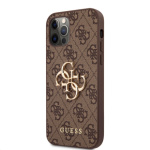 Guess PU 4G Metal Logo Zadní Kryt pro iPhone 12/12 Pro Brown, GUHCP12M4GMGBR