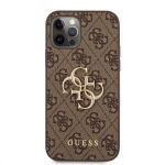 Guess PU 4G Metal Logo Zadní Kryt pro iPhone 12/12 Pro Brown, GUHCP12M4GMGBR