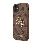 Guess PU 4G Metal Logo Zadní Kryt pro iPhone 11 Brown, GUHCN614GMGBR