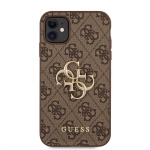 Guess PU 4G Metal Logo Zadní Kryt pro iPhone 11 Brown, GUHCN614GMGBR