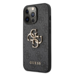 Guess PU 4G Metal Logo Zadní Kryt pro iPhone 13 Pro Max Grey, GUHCP13X4GMGGR