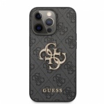 Guess PU 4G Metal Logo Zadní Kryt pro iPhone 13 Pro Max Grey, GUHCP13X4GMGGR