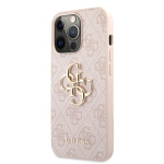 Guess PU 4G Metal Logo Zadní Kryt pro iPhone 13 Pro Pink, GUHCP13L4GMGPI