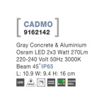 Svítidlo Nova Luce CADMO R WALL GREY 2 nástěnné, IP 65, 2x3 W, 9162142