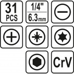 Sada bitů 1/4" 31 ks, TO-66302