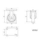 Kolečko pevné, gumové  45kg 100/26/134mm, TO-87353