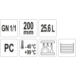 Gastro nádoba PC  GN 1/1 200mm, YG-00393
