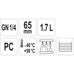 Gastro nádoba PC  GN 1/4 65mm, YG-00419