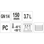 Gastro nádoba PC  GN 1/4 150mm, YG-00421