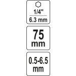 Bezklíčové rychloupínací sklíčidlo 0.5-6.5mm HEX, YT-04645