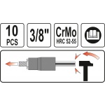 Sada vytahováků stržených šroubů 10ks, YT-0603