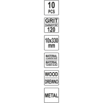 Brusný pás  P120 , 10x330mm 10ks, YT-09746