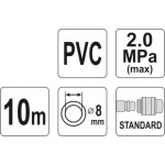 Hadice vzduchová PVC 8mm, 10m, YT-24220