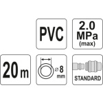 Hadice vzduchová PVC 8mm, 20m, YT-24221