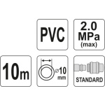 Hadice vzduchová PVC 10mm, 10m, YT-24224