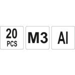 Nýtovací matice hliníková M3, 20ks, YT-36451