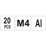 Nýtovací matice hliníková M4, 20ks, YT-36452