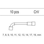 Vložka do zásuvky - klíče nástrčné 7-19mm, 10ks CrV, YT-55456