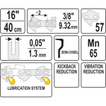 Řetěz na motorovou pilu 16" 3/8", YT-84954