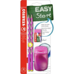STABILO EASYgraph Školní set pro leváky růžový (tužka + pryž + ořezávátko) 140497