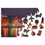 WOODEN CITY Dřevěné puzzle Noční Amsterdam 2v1, 150 dílků EKO 141949