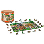 WOODEN CITY Dřevěné puzzle Školka na farmě 2v1, 75 dílků EKO 141964