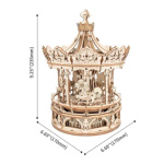 ROBOTIME Rokr 3D dřevěné puzzle Romantický kolotoč (hrací skříňka) 336 dílků 145778