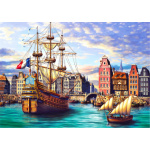 WOODEN CITY Dřevěné puzzle Staré lodě v přístavu 2v1, 505 dílků EKO 147698