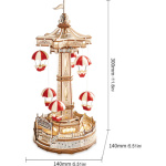 ROBOTIME Rokr Svítící 3D dřevěné puzzle Hrací skříňka: Parašutistická výsadková věž 184 dílků 151012