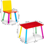 ECOTOYS Dětský dřevěný stůl se dvěma židličkami barevný 151681