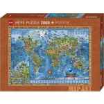 HEYE Puzzle Map Art: Úžasný svět 2000 dílků 155647