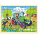 GOKI Dřevěné puzzle Traktor 96 dílků 158449