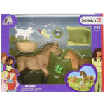 SCHLEICH Horse Club® 42432 Set hříbě a Quarter kůň se štěňátkem a doplňky 25570