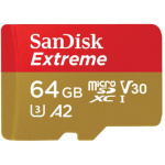 SanDisk Extreme/micro SDXC/64GB/170MBps/UHS-I U3 / Class 10/+ Adaptér, SDSQXAH-064G-GN6AA