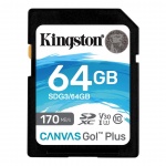 Kingston Canvas Go Plus/SDXC/64GB/170MBps/UHS-I U3 / Class 10, SDG3/64GB