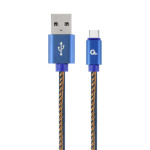 Gembird oplétaný denim USB-A/USB-C kabel 1m, CC-USB2J-AMCM-1M-BL