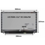 SIL LCD PANEL 15,6" HD 1366x768 30PIN LESKLÝ / ÚCHYTY NAHOŘE A DOLE, 77044461
