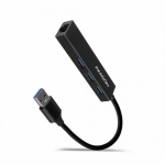 AXAGON HMA-GL3A, USB 3.2 Gen 1 hub, porty 3x USB-A + Gigabit Ethernet, kovový, kabel USB-A 20cm, HMA-GL3A