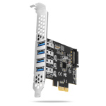 AXAGON PCEU-43RS, PCIe řadič, 4x USB 3.2 Gen 1 port, 5 Gbps, napájení z PCIe nebo SATA, SP & LP, PCEU-43RS