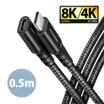 AXAGON BUCM32-CF05AB prodlužovací kabel USB-C (M) <-> USB-C (F), 0.5m, USB 20Gbps, PD 240W ALU oplet, BUCM32-CF05AB