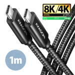 AXAGON BUCM4X-CM10AB NewGEN+ kabel USB-C <-> USB-C, 1m, USB4 Gen 3×2, PD 240W 5A, 8K HD, ALU, oplet, BUCM4X-CM10AB