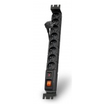 PREMIUMCORD Acar S8 FA Rack 1,5m kabel, 8 zásuvek, přepěťová ochrana, do racku, černá, ppacars8-2rack