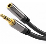 PremiumCord HQ stíněný prodlužovací kabel Jack 3.5mm - Jack 3.5mm M/F 5m, kjqmf5